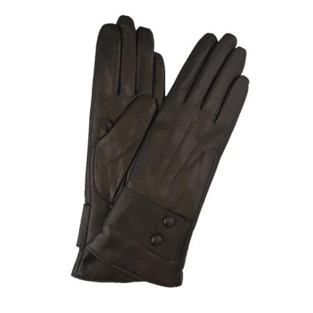 Damen-Lederhandschuhe mit Kaschmirfutter und Knopfarmband.-Belle