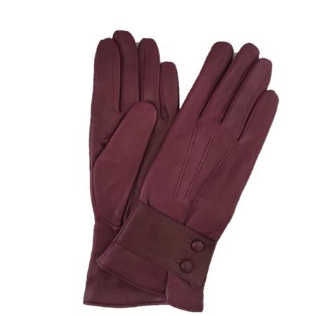 Damen-Lederhandschuhe mit Kaschmirfutter und Knopfarmband.-Belle