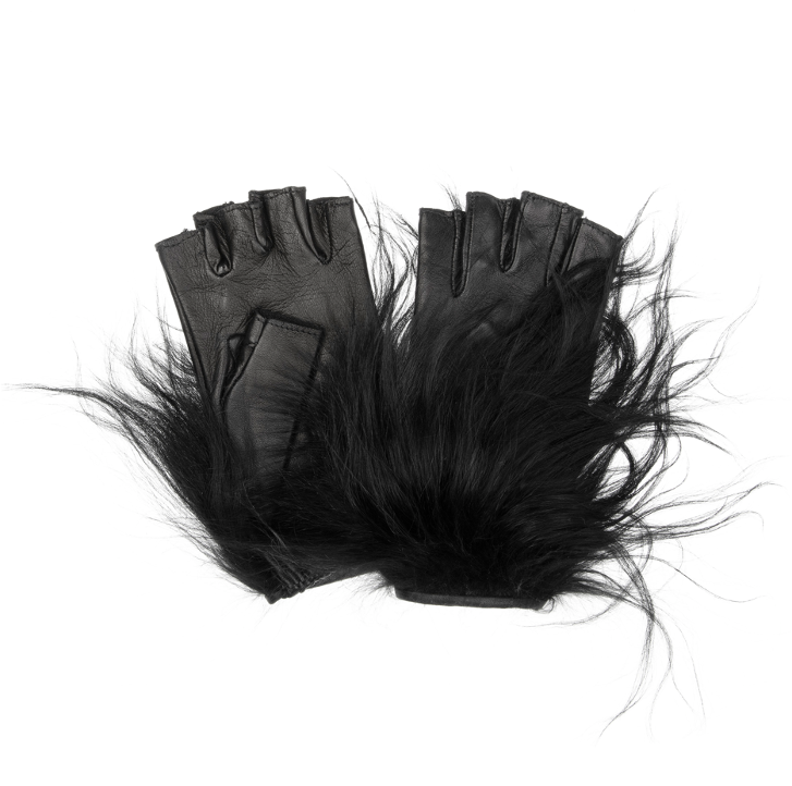 Ellbogenlange mongolische Pelzlederhandschuhe für Damen - Barbara