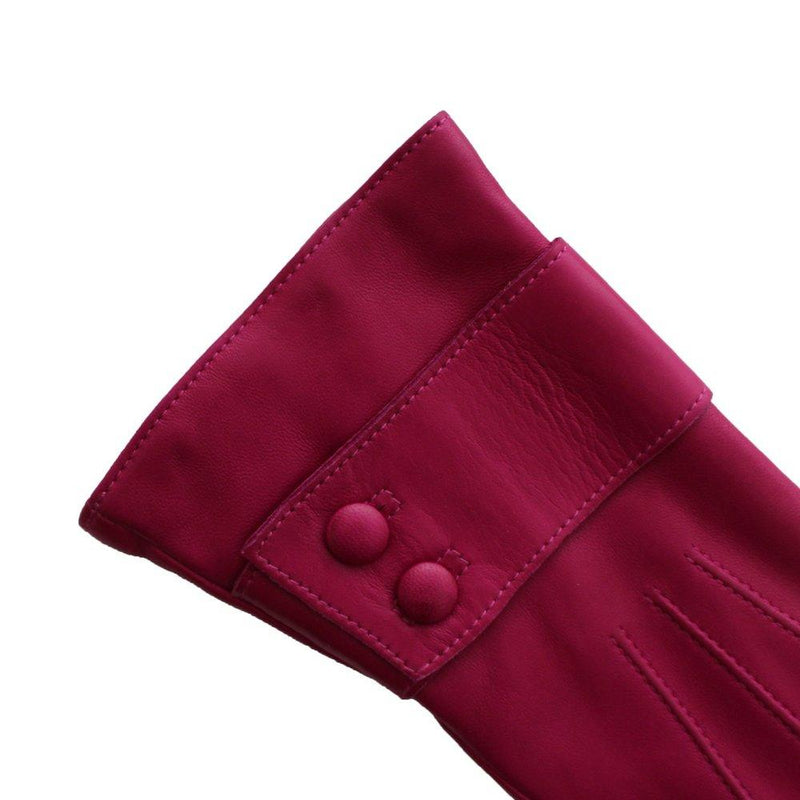 Damen-Lederhandschuhe mit Kaschmirfutter und Knopfarmband.-Belle