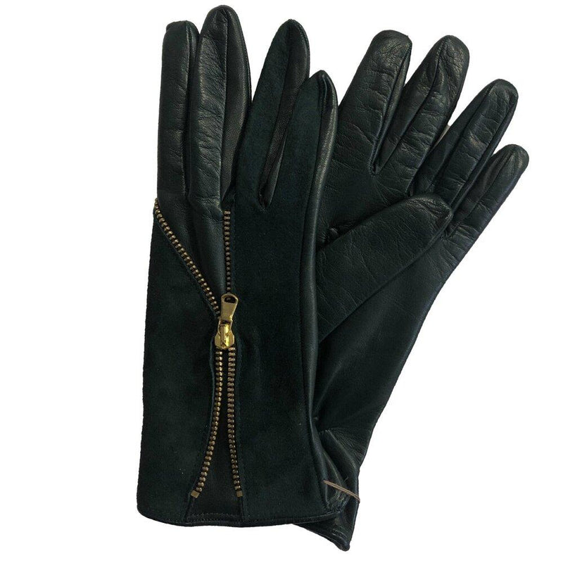 Gebogener Lederhandschuh mit offenem Reißverschluss für Damen-Jacqueline 3