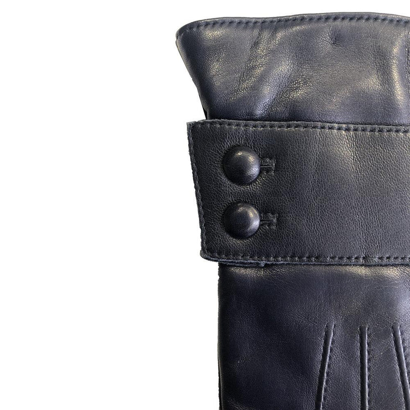 Damen-Lederhandschuhe mit Kaschmirfutter und Knopfarmband.-Belle
