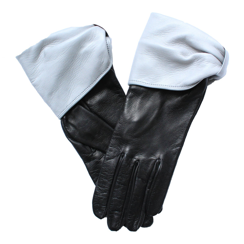 Mit Seide gefütterte kontrastierende Lederhandschuhe für Damen-Julie