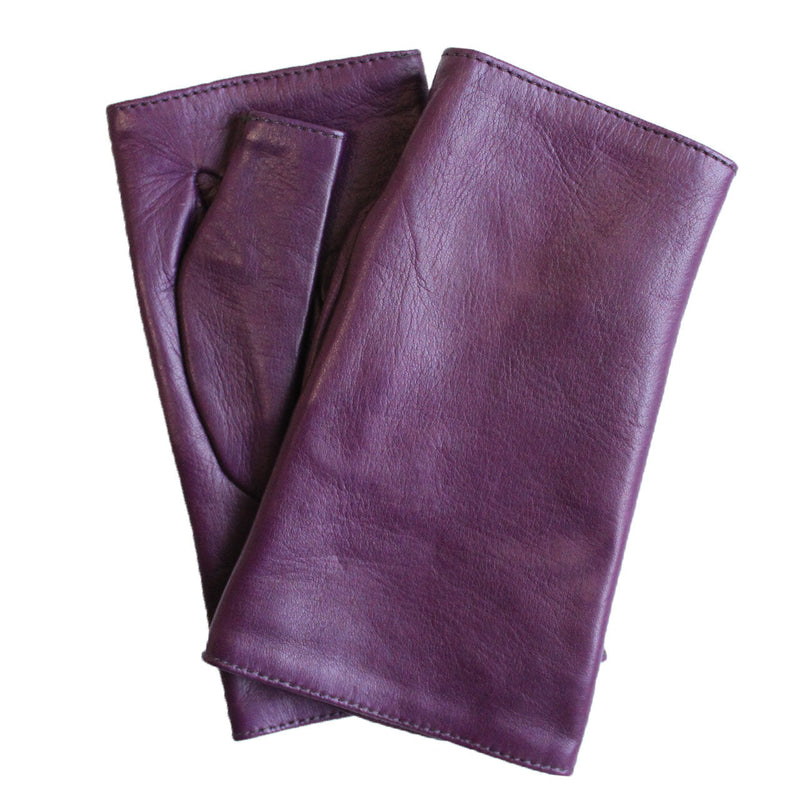 Fingerlose Damen-Lederhandschuhe mit Seidenfutter und Fergie-Ledermanschette