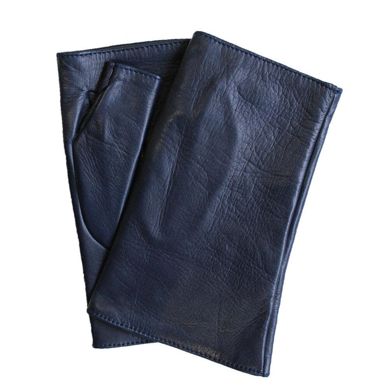 Fingerlose Damen-Lederhandschuhe mit Seidenfutter und Fergie-Ledermanschette