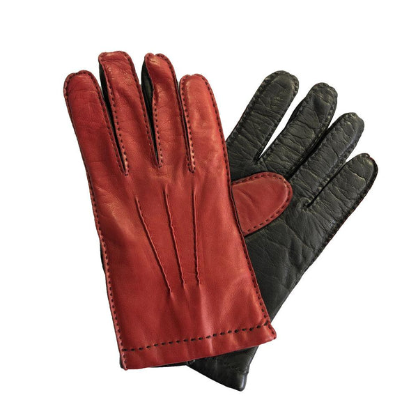 Zweifarbige Lederhandschuhe mit Kaschmirfutter für Herren-Ruddock