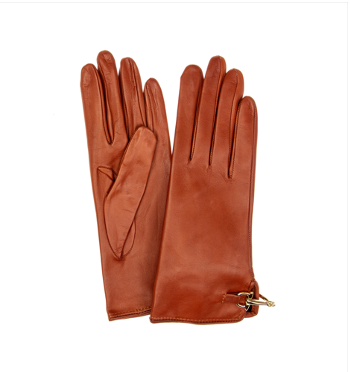 Gants en cuir avec mors de cheval doublés de soie pour femmes - fermoir au dos Isabella