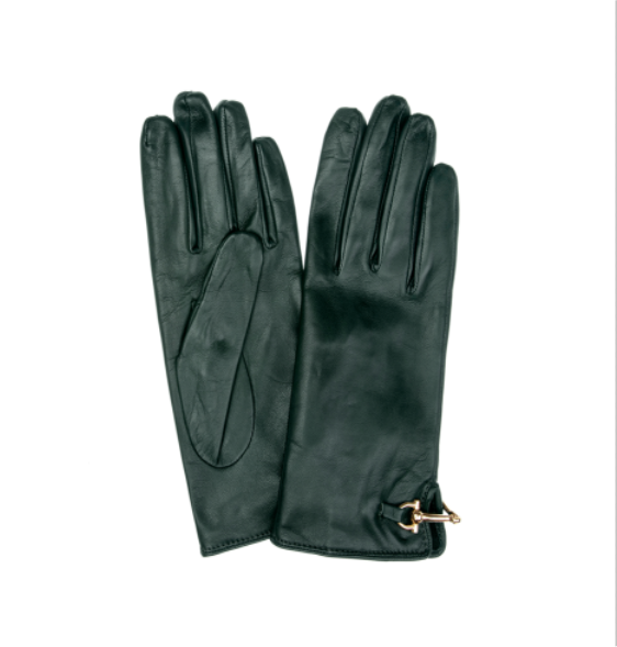 Gants en cuir avec mors de cheval doublés de soie pour femmes - fermoir au dos Isabella