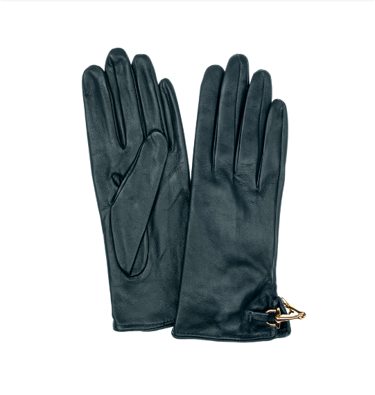 Gants en cuir avec mors de cheval doublés de soie pour femmes - fermoir au dos Isabella