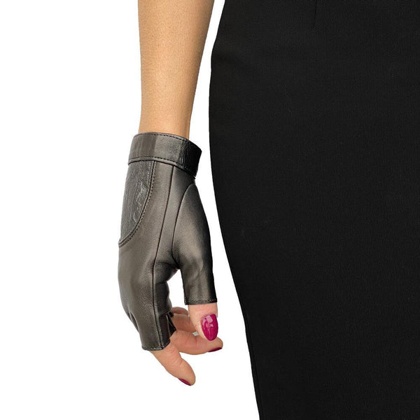 Fingerlose gewebte Lederhandschuhe für Damen-Rachel Anguila