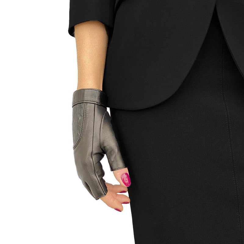 Fingerlose gewebte Lederhandschuhe für Damen-Rachel Anguila