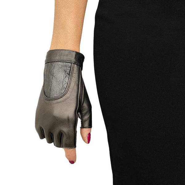 Fingerlose gewebte Lederhandschuhe für Damen-Rachel Anguila