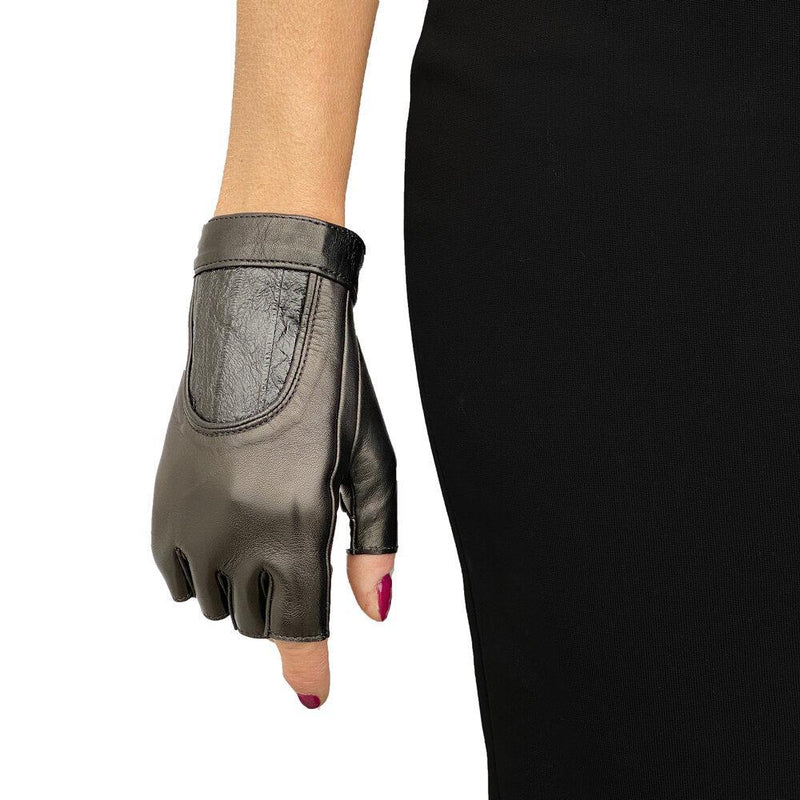 Fingerlose gewebte Lederhandschuhe für Damen-Rachel Anguila