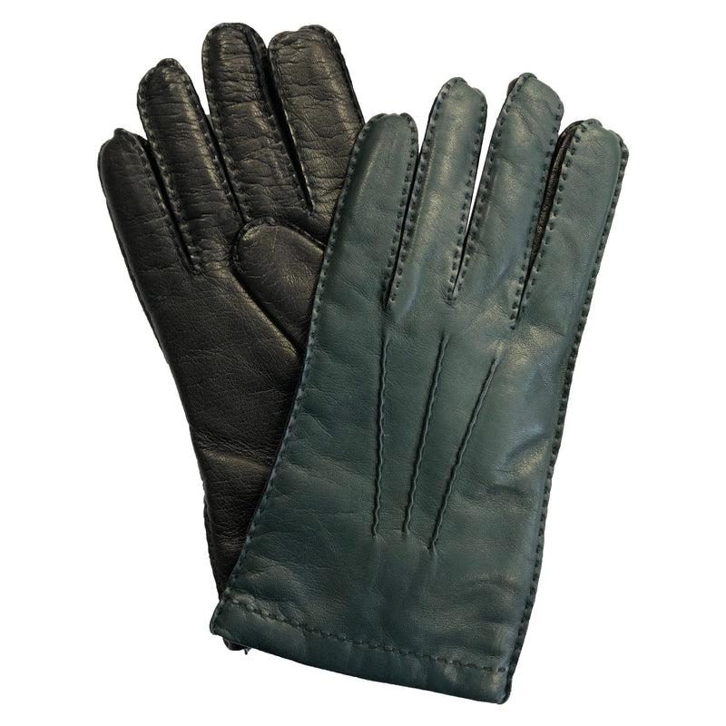 Zweifarbige Lederhandschuhe mit Kaschmirfutter für Herren-Ruddock