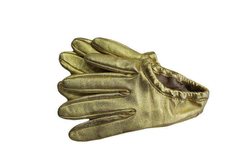 Goldfarbene Lederhandschuhe für Damen-Stephanie Metallic