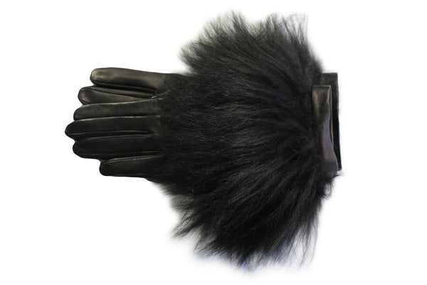 Damen geschorene Lammwolle Pelzmanschetten Lederhandschuhe-Mongolian Huge Cuff