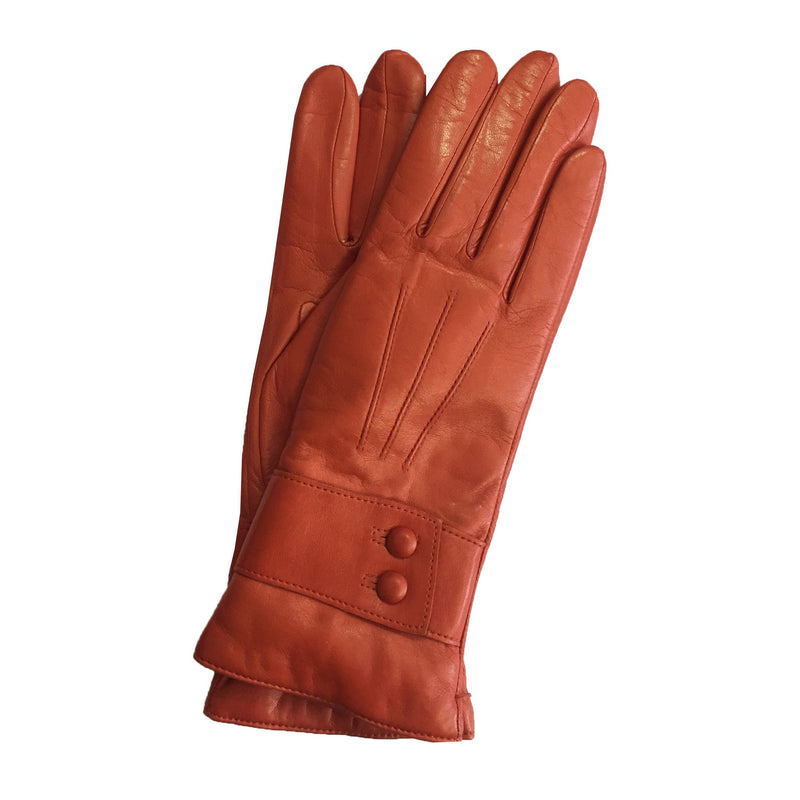 Damen-Lederhandschuhe mit Kaschmirfutter und Knopfarmband.-Belle