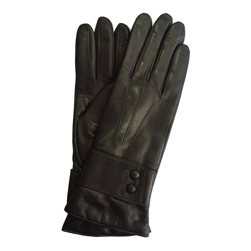Damen-Lederhandschuhe mit Kaschmirfutter und Knopfarmband.-Belle