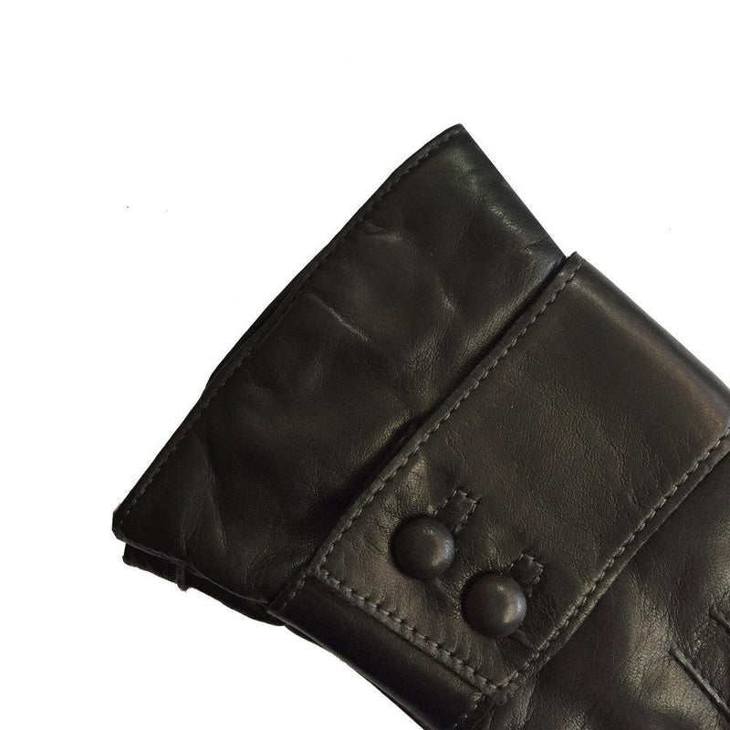 Damen-Lederhandschuhe mit Kaschmirfutter und Knopfarmband.-Belle