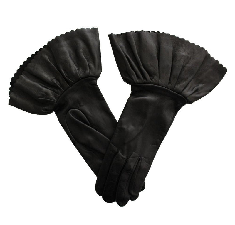 Damenhandschuhe aus kontrastierendem Leder mit Seidenfutter und doppelt gestuften Bündchen-Danielle 3