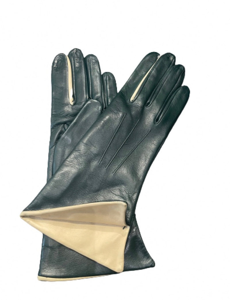 Mit Seide gefütterte Leder-Kontrasthandschuhe für Damen-Sophia