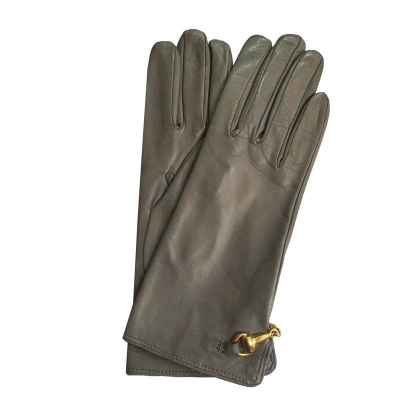 Gants en cuir avec mors de cheval doublés de soie pour femmes - fermoir au dos Isabella