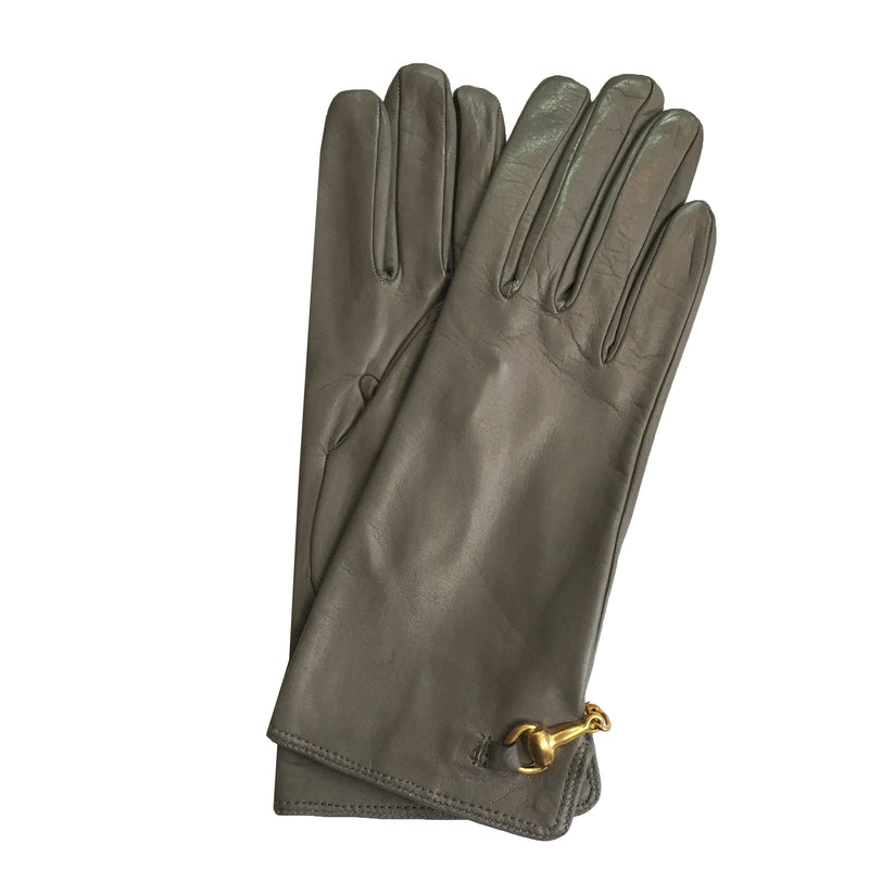 Gants en cuir avec mors de cheval doublés de soie pour femmes - fermoir au dos Isabella