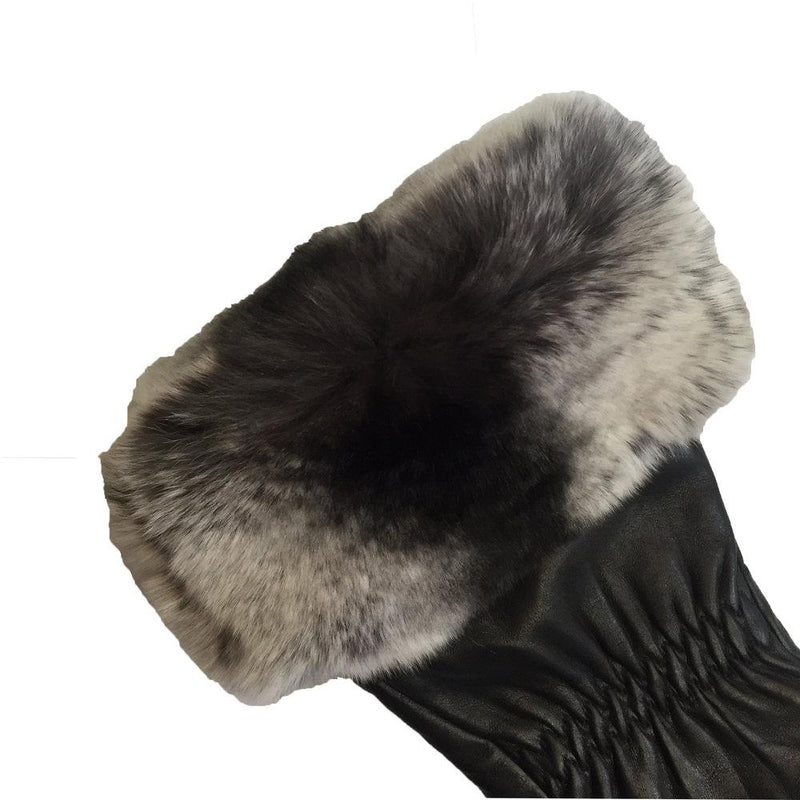 Damen-Lederhandschuhe mit Kaschmirfutter und Kaninchenfellmanschetten-Nikita