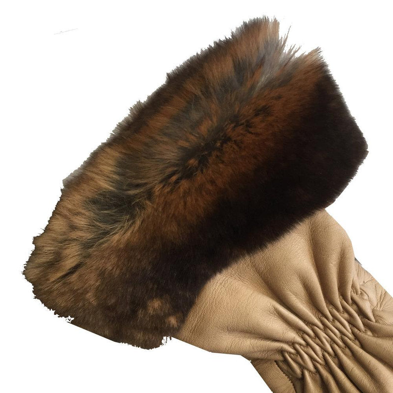 Damen-Lederhandschuhe mit Kaschmirfutter und Kaninchenfellmanschetten-Nikita