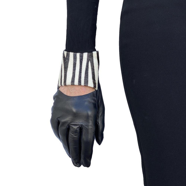 Gants en cuir contrastés doublés de soie pour femmes avec -Francesca Scoop