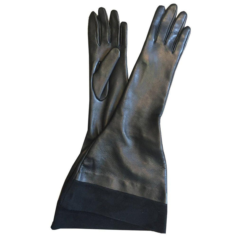 Lange Lederhandschuhe für Damen mit Trichtermanschetten aus Wildleder-DeVette