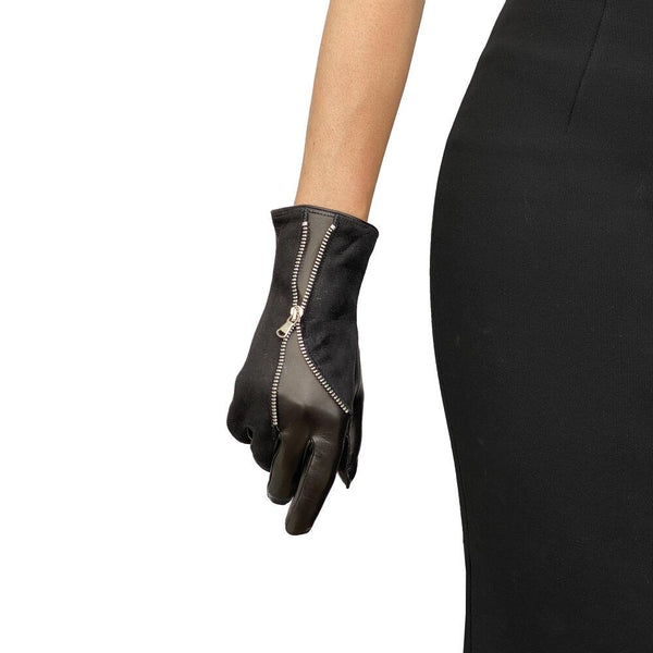Gants en cuir incurvés à fermeture éclair pour femmes - Jacqueline 3