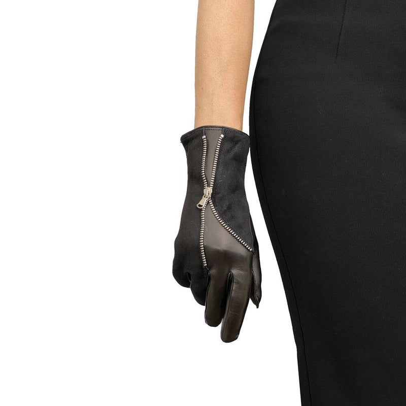 Gants en cuir incurvés à fermeture éclair pour femmes - Jacqueline 3