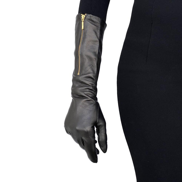 Gants en cuir avec fermeture éclair pour femme - Jacqueline 8BT