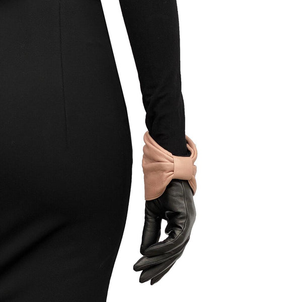 Dameshandschoenen met zijden voering en contrasterend leer - Julie