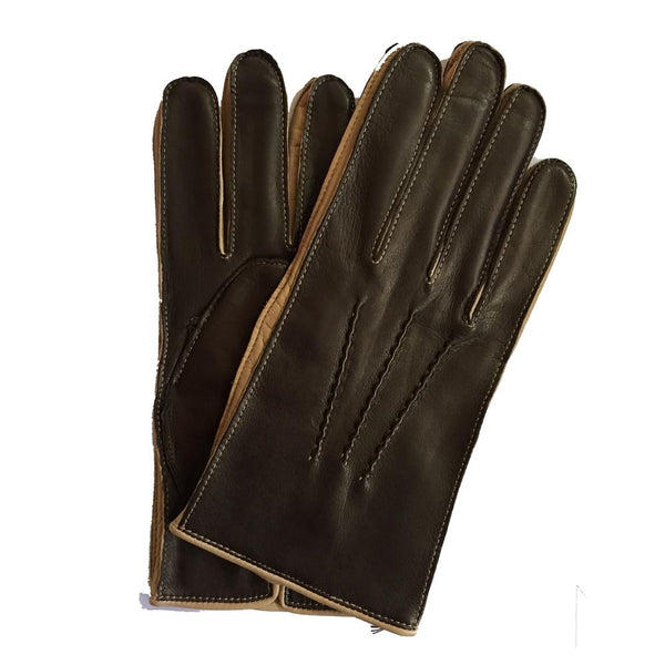 Herenhandschoenen van kasjmier gevoerd leer met contrasterende kleurdetails-O'Connell